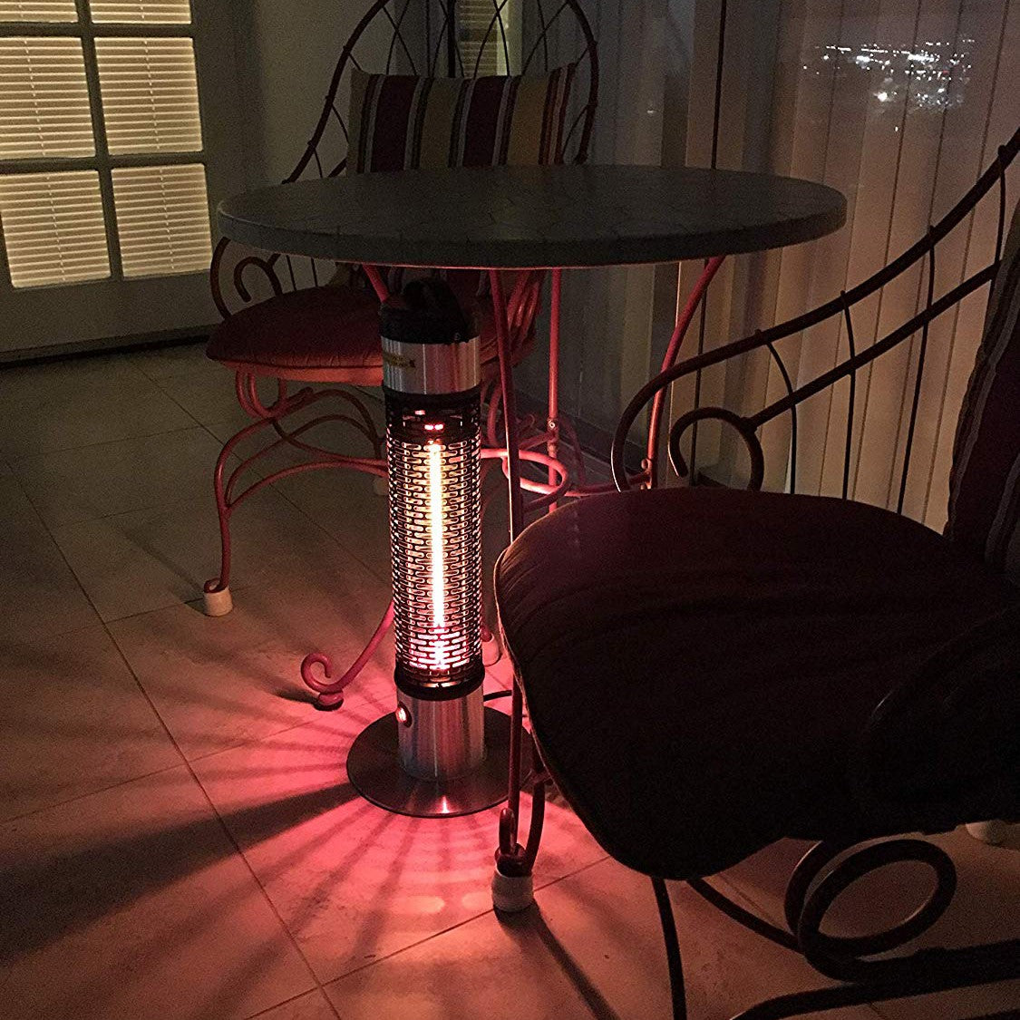 Ener-G+ 1000 Watt Electric Patio Heater - Night View