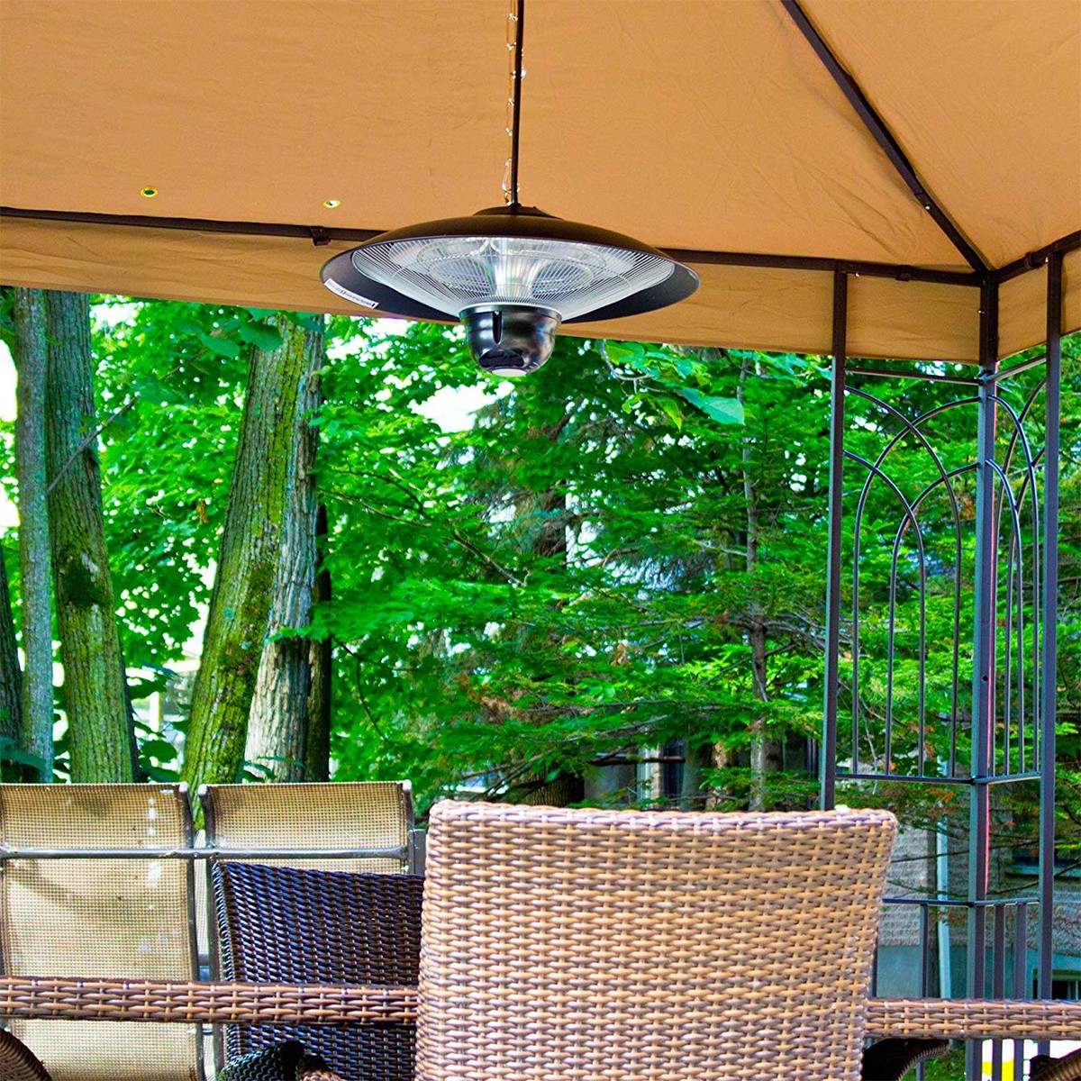 Ener-G+ Infrared 1500 Watt Electric Hanging Patio Heater - on Patio