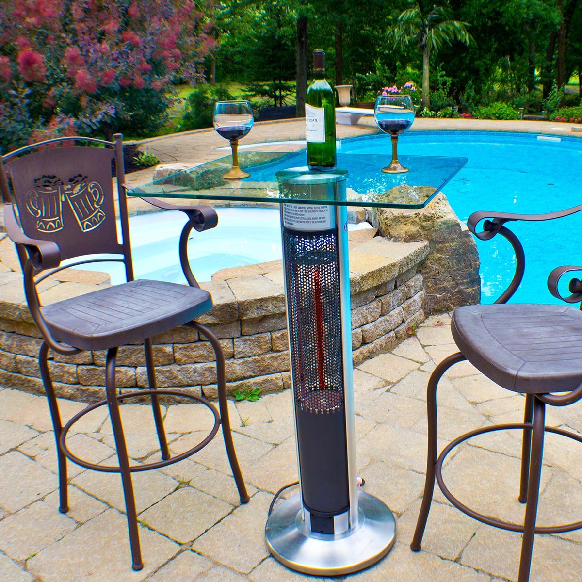 Ener-G+ 1500 Watt Electric Patio Heater w/Glass Top Table