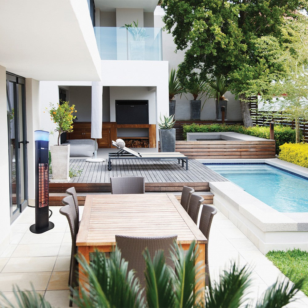 Ener-G+ 1500-Watt Infrared Freestanding Electric Outdoor Heater - On Patio with Pool
