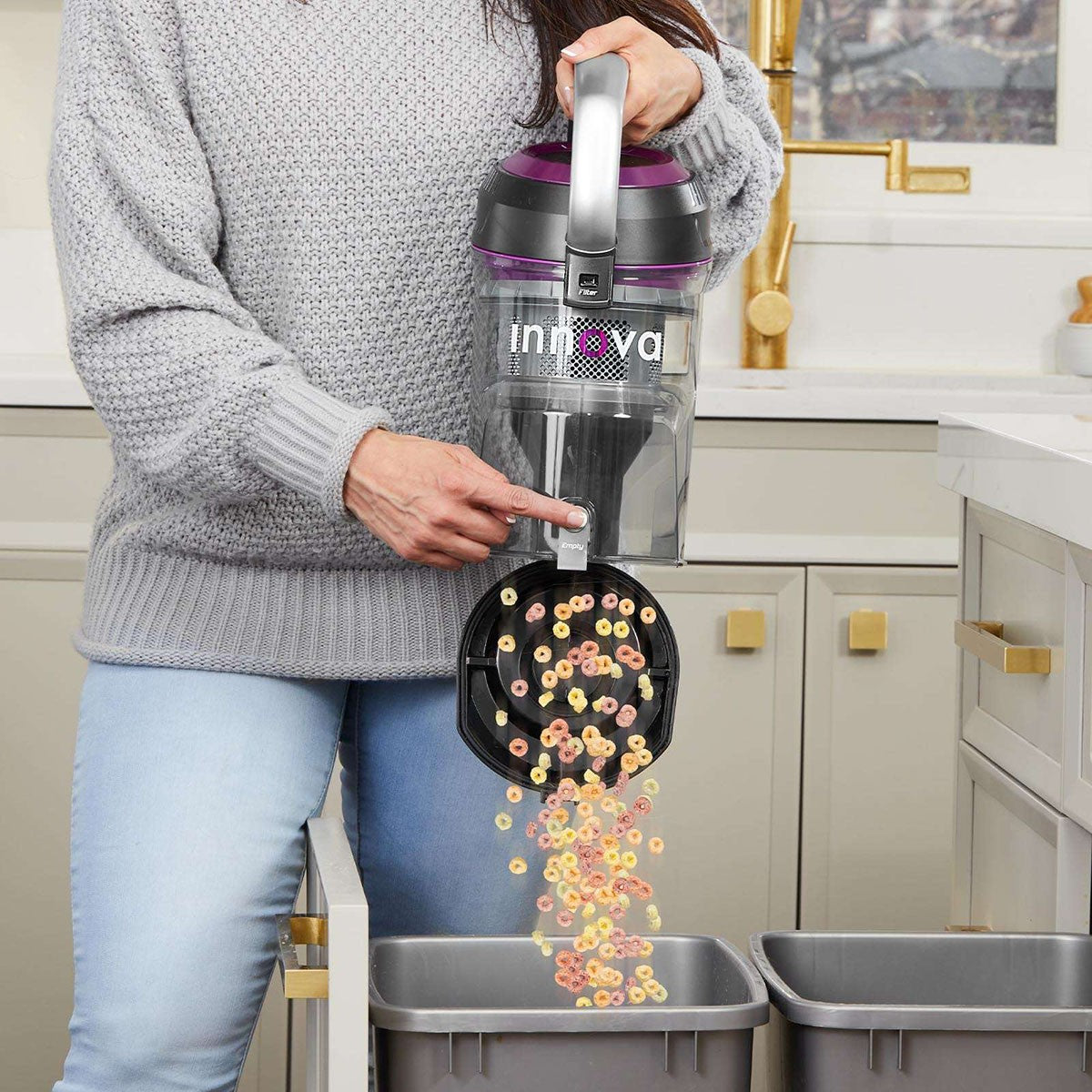 Eureka Innova Multi-Cyclone Upright Vacuum - Emptying Bin