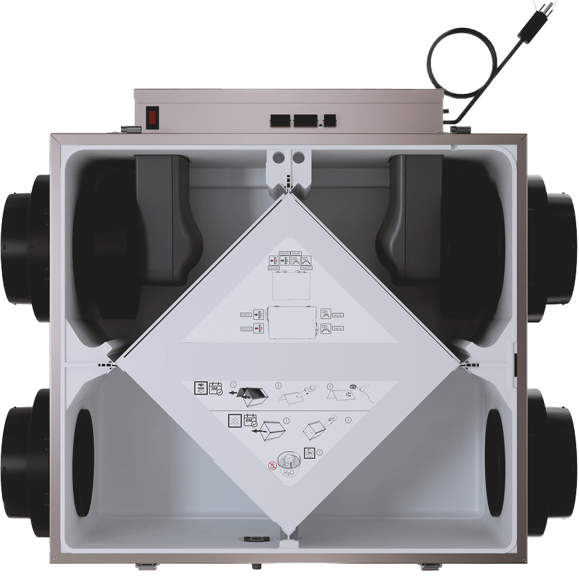 Fantech ATMO 150H Heat Recovery Ventilator (6-Inch Side Ports) - Cross-Section
