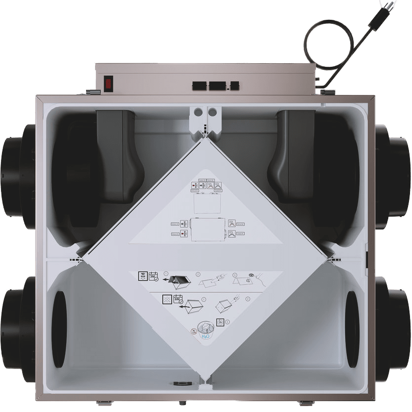 Fantech ATMO 150E Energy Recovery Ventilator (6-Inch Side Ports) - Cross-Section