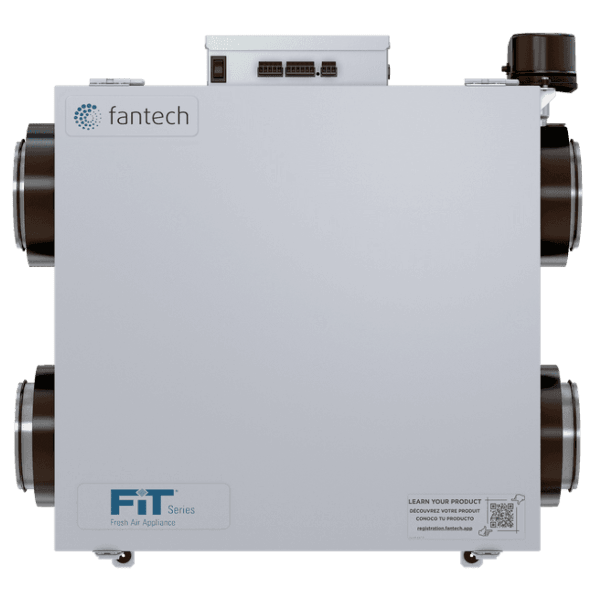 Fantech FIT 120E-M 127 CFM Low Profile Mirrored Energy Recovery Ventilator w/ Shut-off Damper - Front