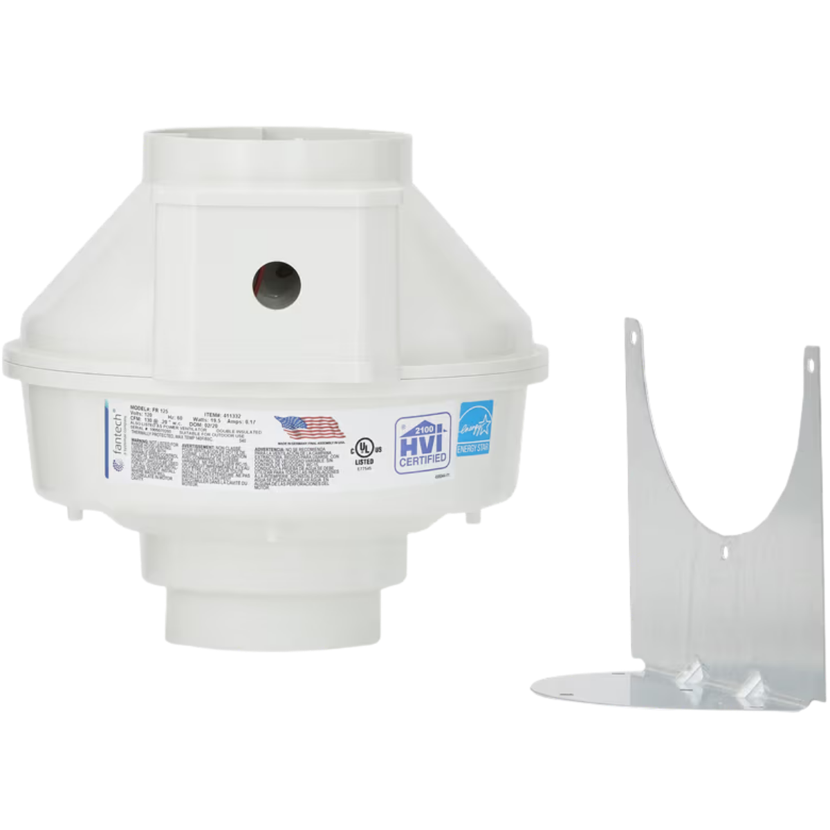 Fantech FR125 5-in. Inline Centrifugal Fan - 171 CFM - w/ Accessory