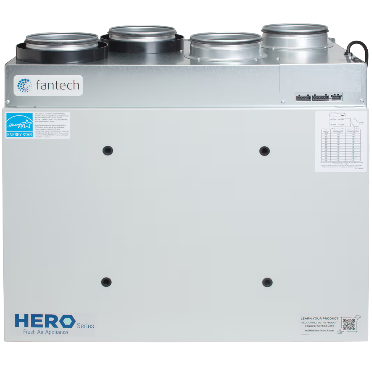 Fantech HERO 200H 218 CFM Heat Recovery Ventilator - Front