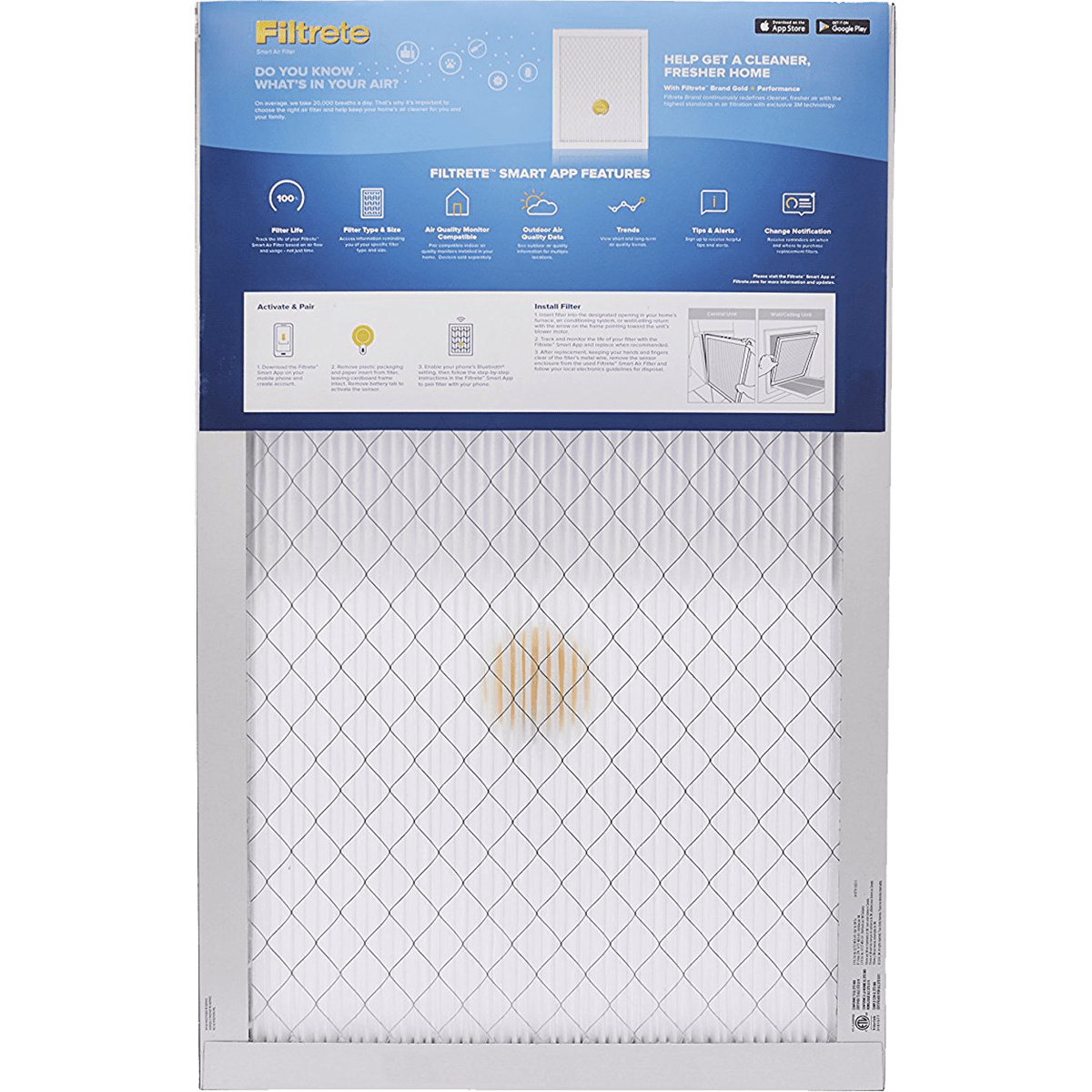 3M Filtrete 2200 MPR Premium Allergen & Home Pollutants Smart Air Filter - Back