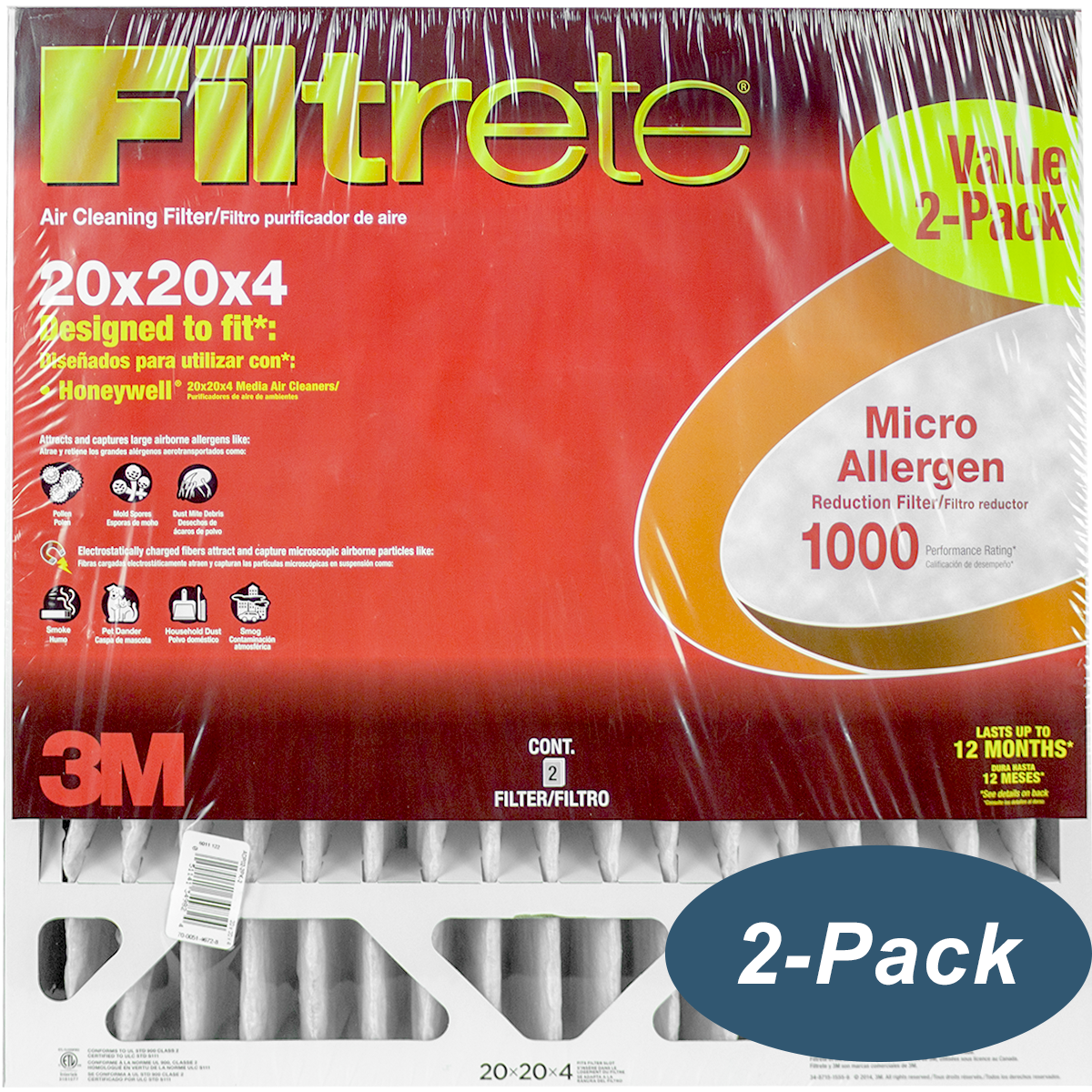 3M Filtrete 4-Inch Micro Allergen Defense MPR 1000 Air Filters 20x20x4