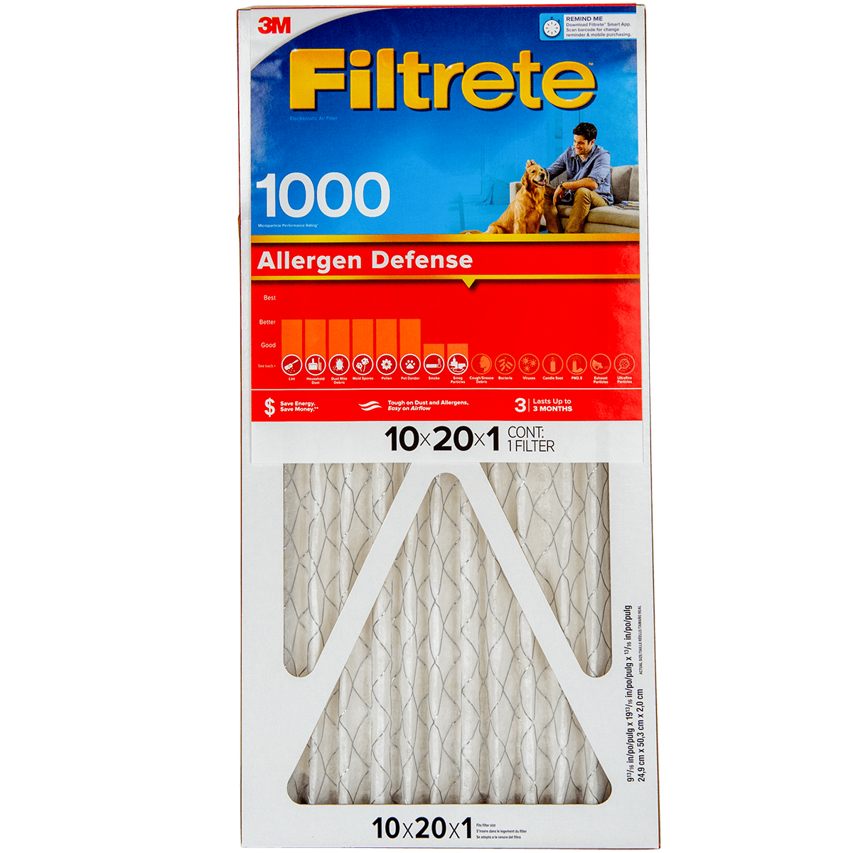 3M Filtrete Allergen Defense Furnace Filter 10x20x1