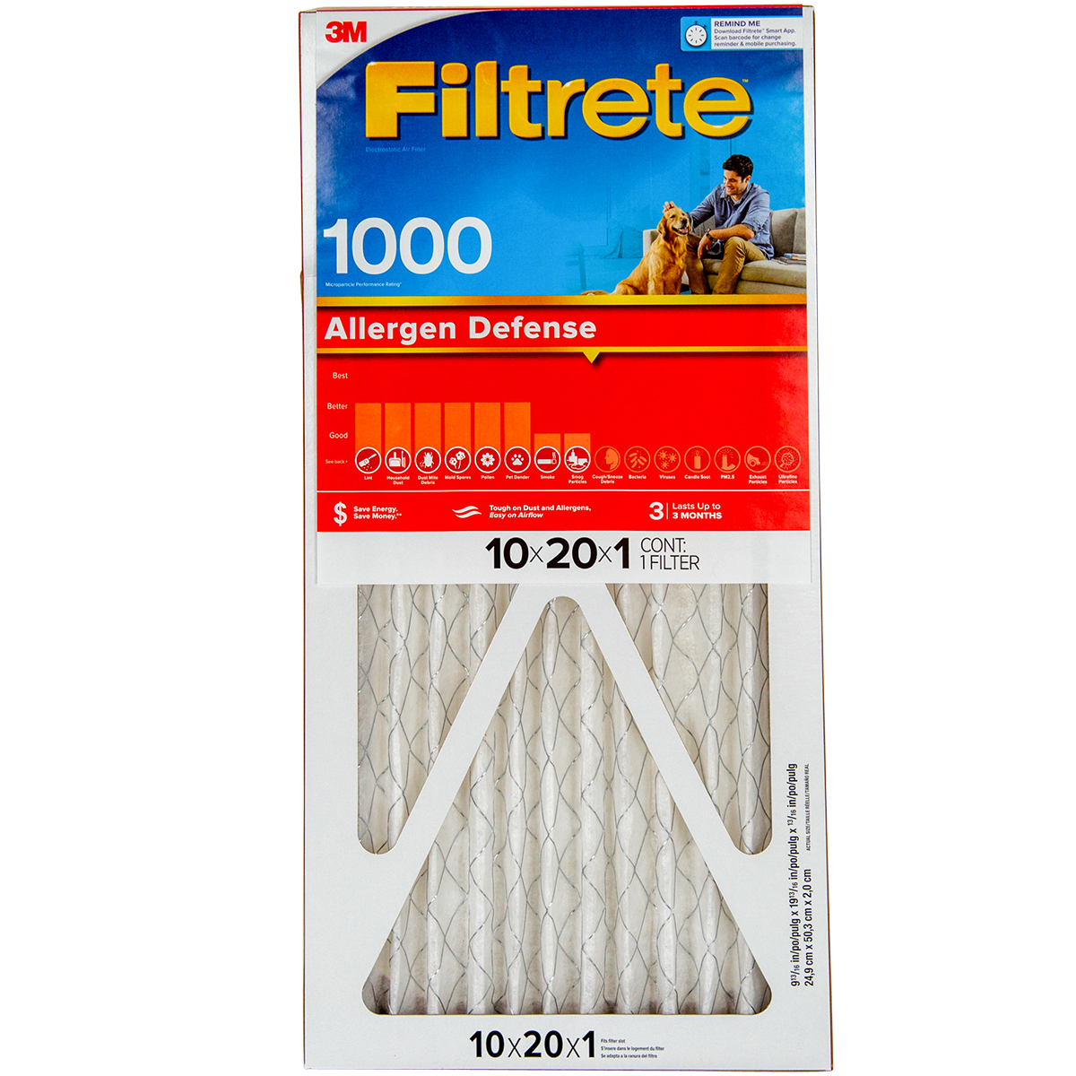3M Filtrete Allergen Defense Furnace Filter 10x20x1