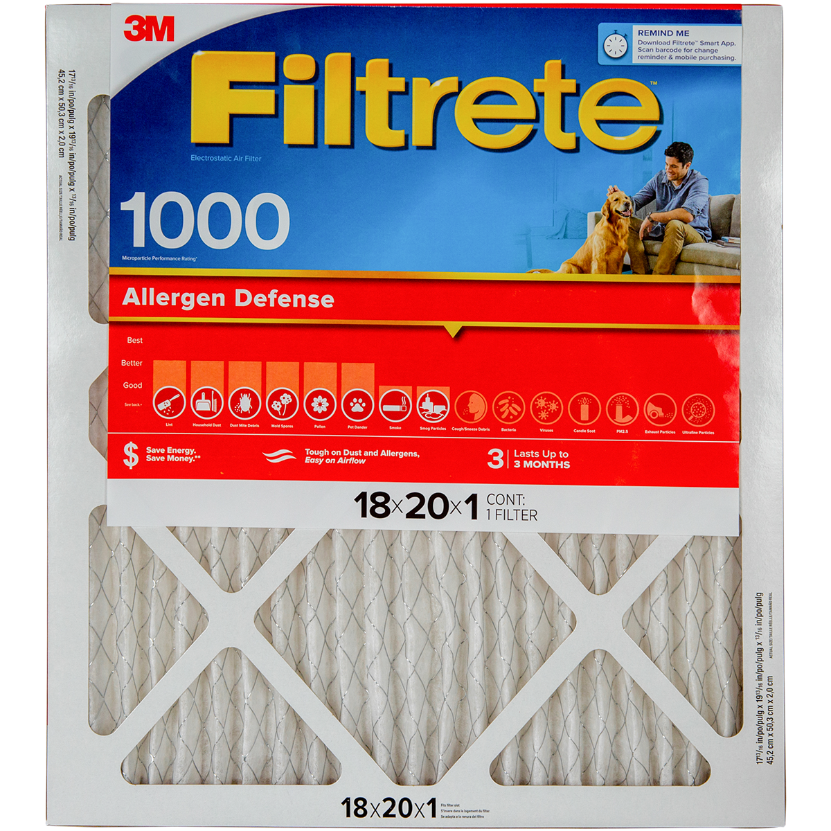 3M Filtrete Allergen Defense Furnace Filter 18x20x1