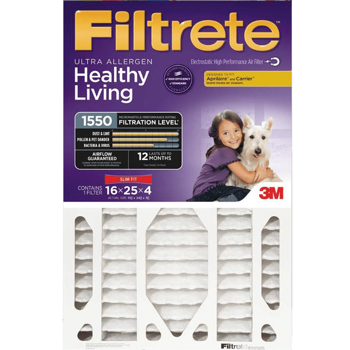 3M Filtrete Healthy Living Ultra Allergen 1550 MPR Slim Fit Filters