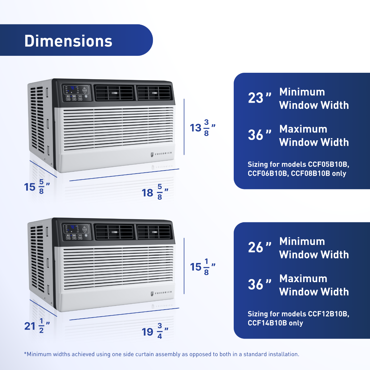 Friedrich Chill Premier Window Air Conditioner - Dimensions