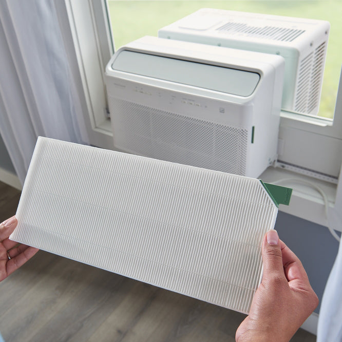 Frigidaire Gallery GHWQ125WD1 U-Shaped 12,000 BTU Window Air Conditioner - Filter in Hand