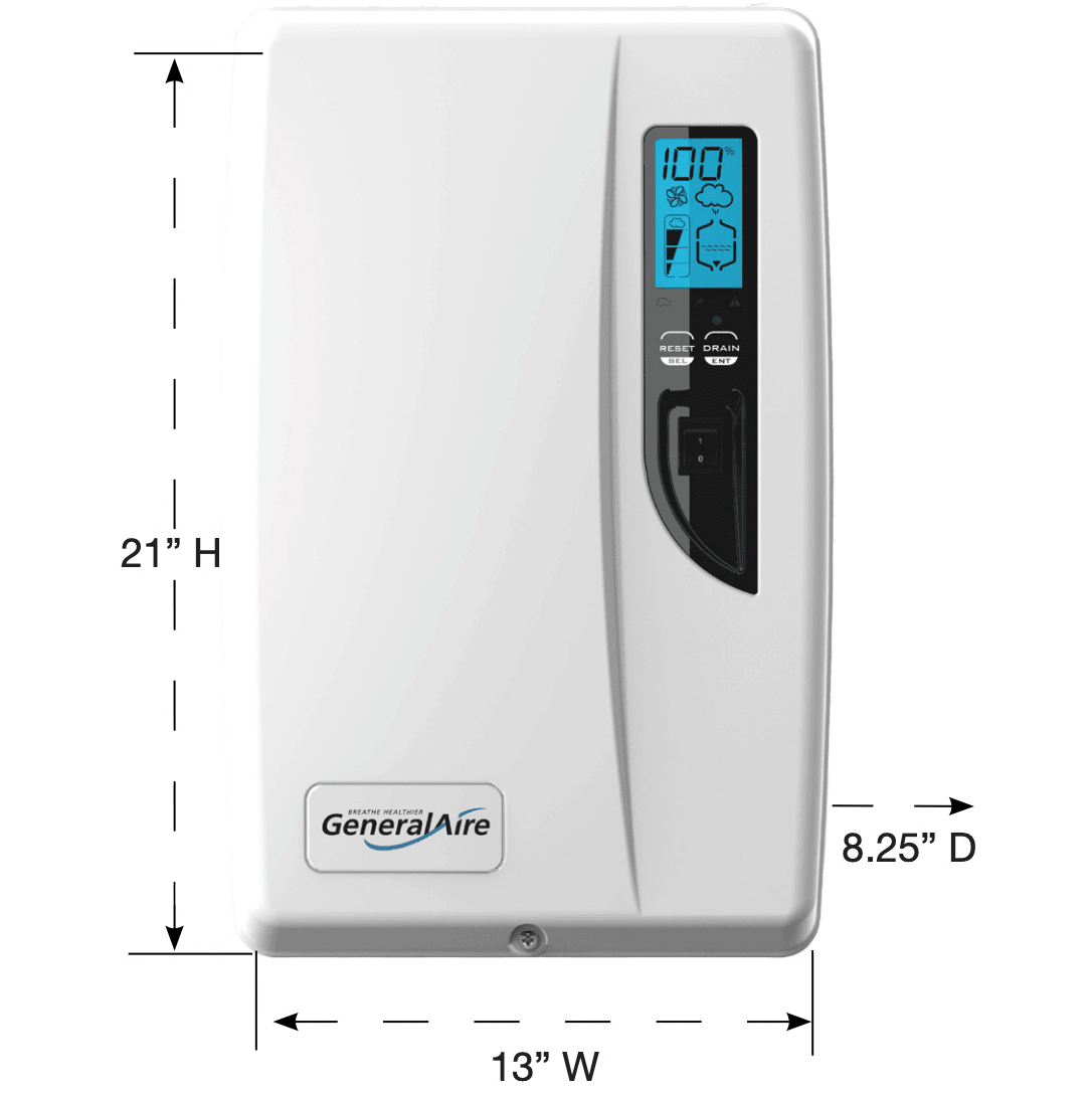 General Aire 5500 Whole House Steam Humidifier - Dimensions