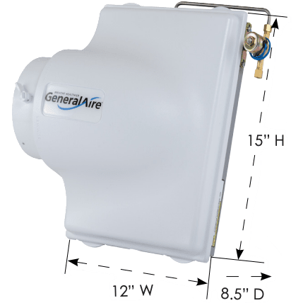 General Aire Model 4200 Bypass Evaporative Humidifier For Up To 4,200 Sq. Ft. - Dimensions