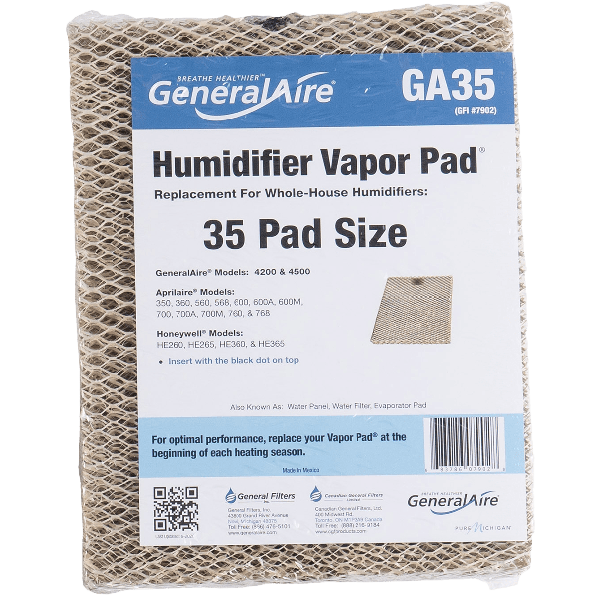 General Aire Model 4400A Fan-Powered Evaporative Humidifier - vapor pad