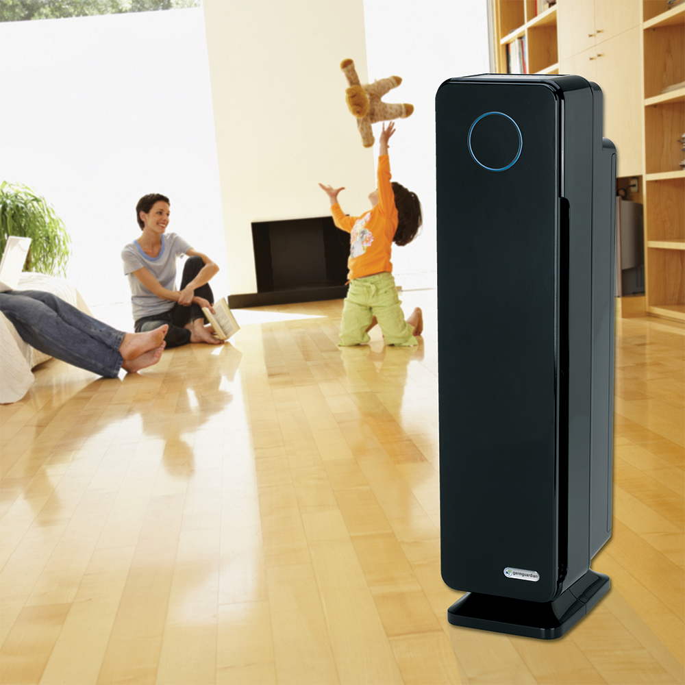 Germ Guardian AC5350BCA Elite HEPA & UV-C Tower Plus Air Purifier - in use