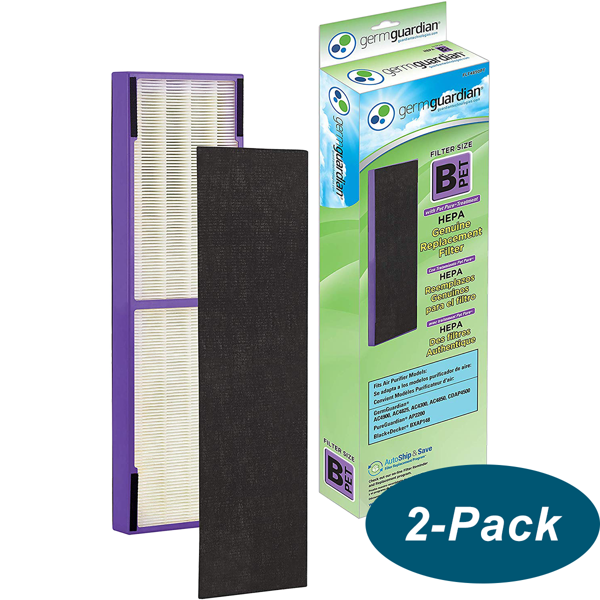 Germ Guardian Replacement HEPA Filter B PET - 2 pack