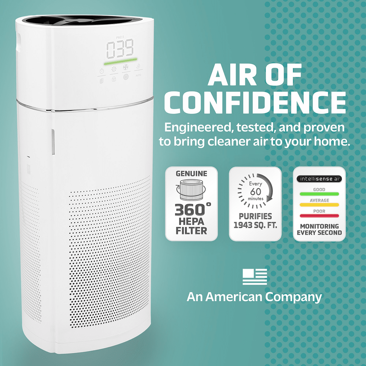 GermGuardian Tower Console HEPA Air Purifier - Infographic 1