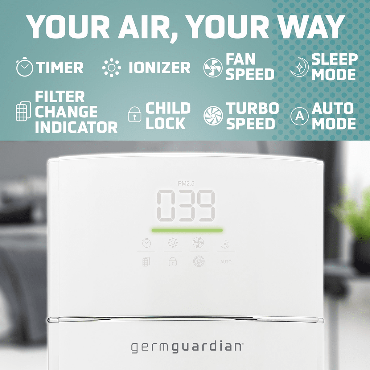 GermGuardian Tower Console HEPA Air Purifier - Infographic 4