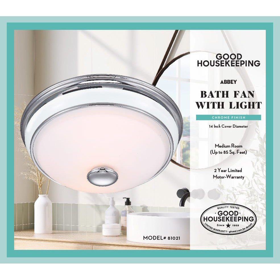Good Housekeeping Abbey 90 CFM Decorative Bathroom Fan - Infographic