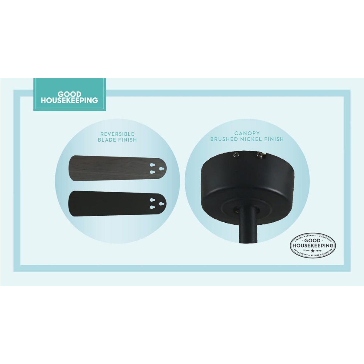 Good Housekeeping Adeline 52 in. Indoor Ceiling Fan with LED Light Black Matte - Infographic 3
