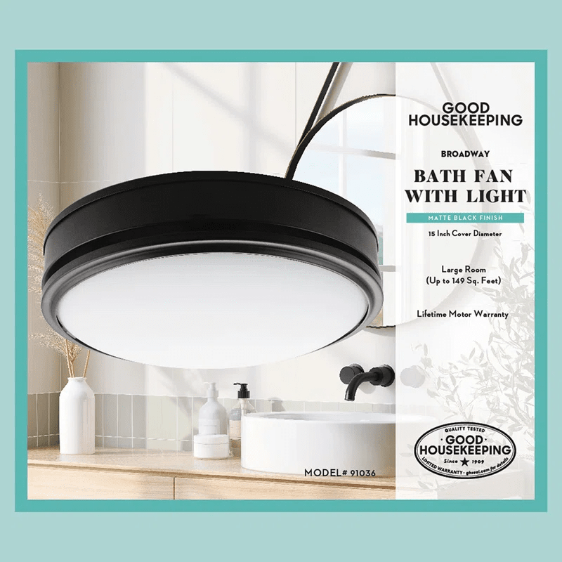 Good Housekeeping Broadway 110 CFM Decorative Bath Fan Black - Infographic 1
