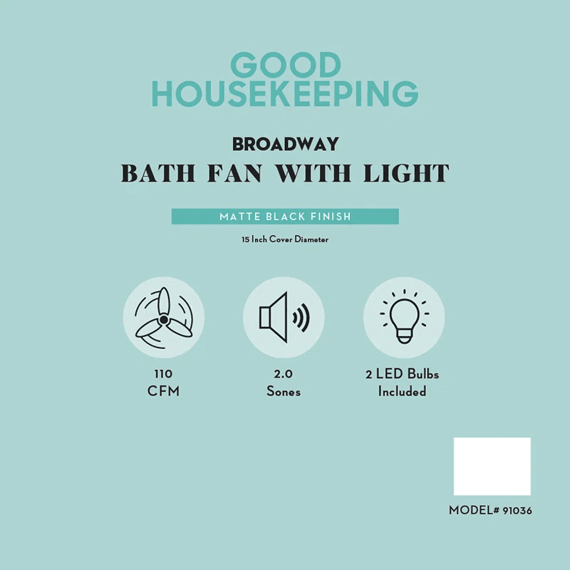 Good Housekeeping Broadway 110 CFM Decorative Bath Fan Black - Infographic 2