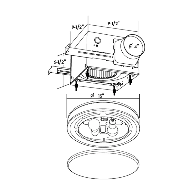 Good Housekeeping Broadway 110 CFM Decorative Bath Fan - Dimensions