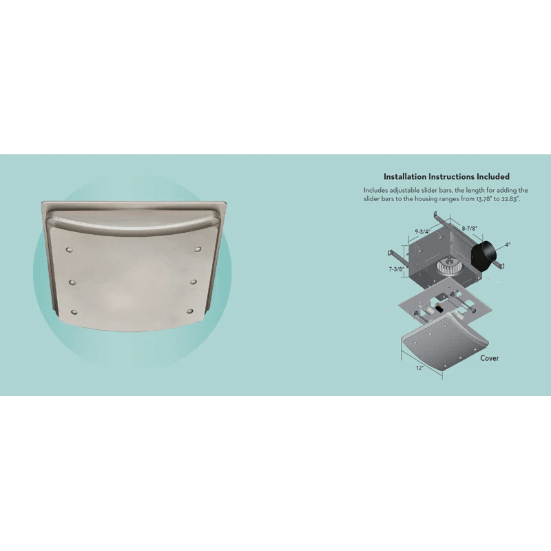 Good Housekeeping Buckingham 100 CFM Decorative Bathroom Fan Brushed Nickel - Infographic 1