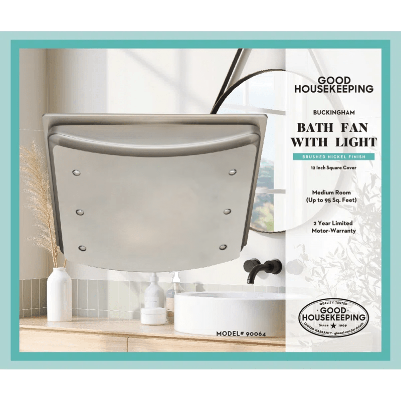Good Housekeeping Buckingham 100 CFM Decorative Bathroom Fan Brushed Nickel - Infographic 2