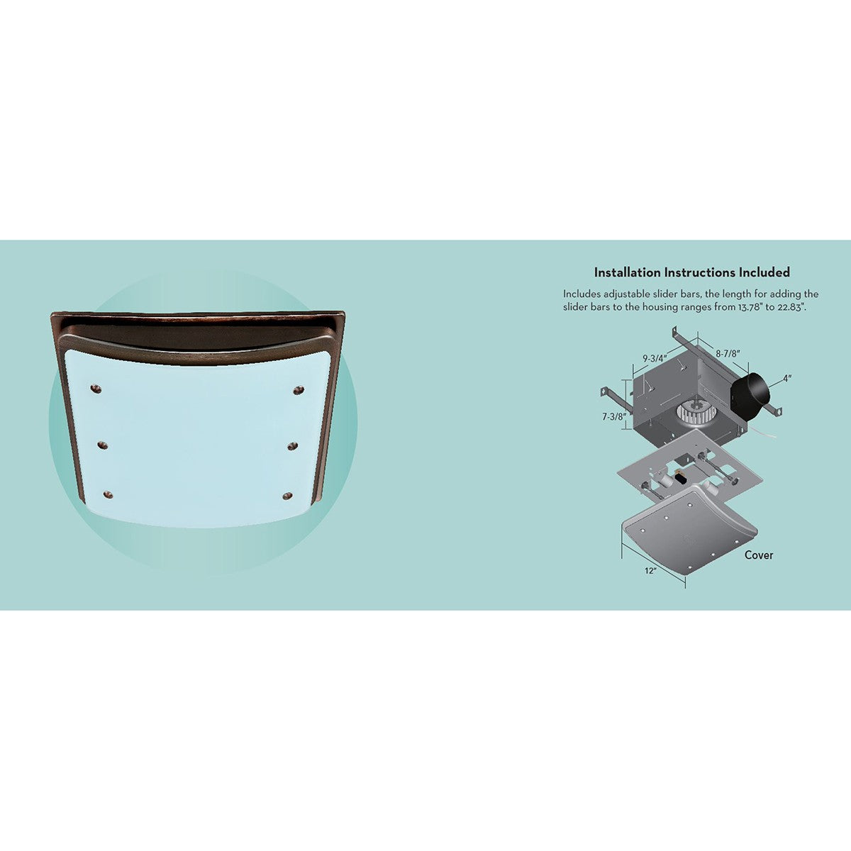 Good Housekeeping Buckingham 100 CFM Decorative Bathroom Fan - imperial bronze - infographic 1