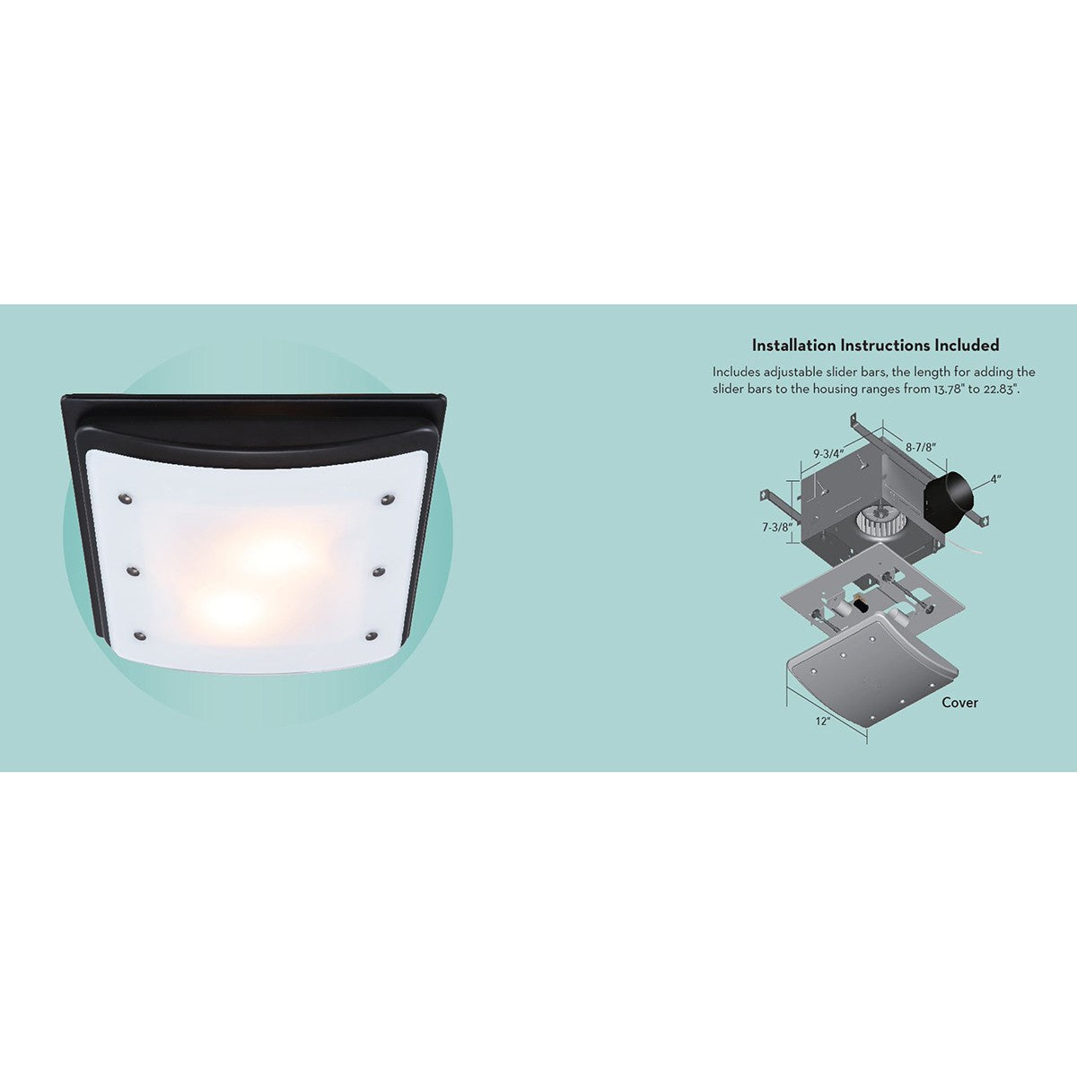 Good Housekeeping Buckingham 100 CFM Decorative Bathroom Fan - matte black - infographic 1