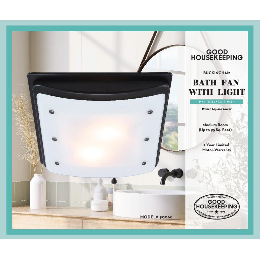Good Housekeeping Buckingham 100 CFM Decorative Bathroom Fan - matte black - infographic 3