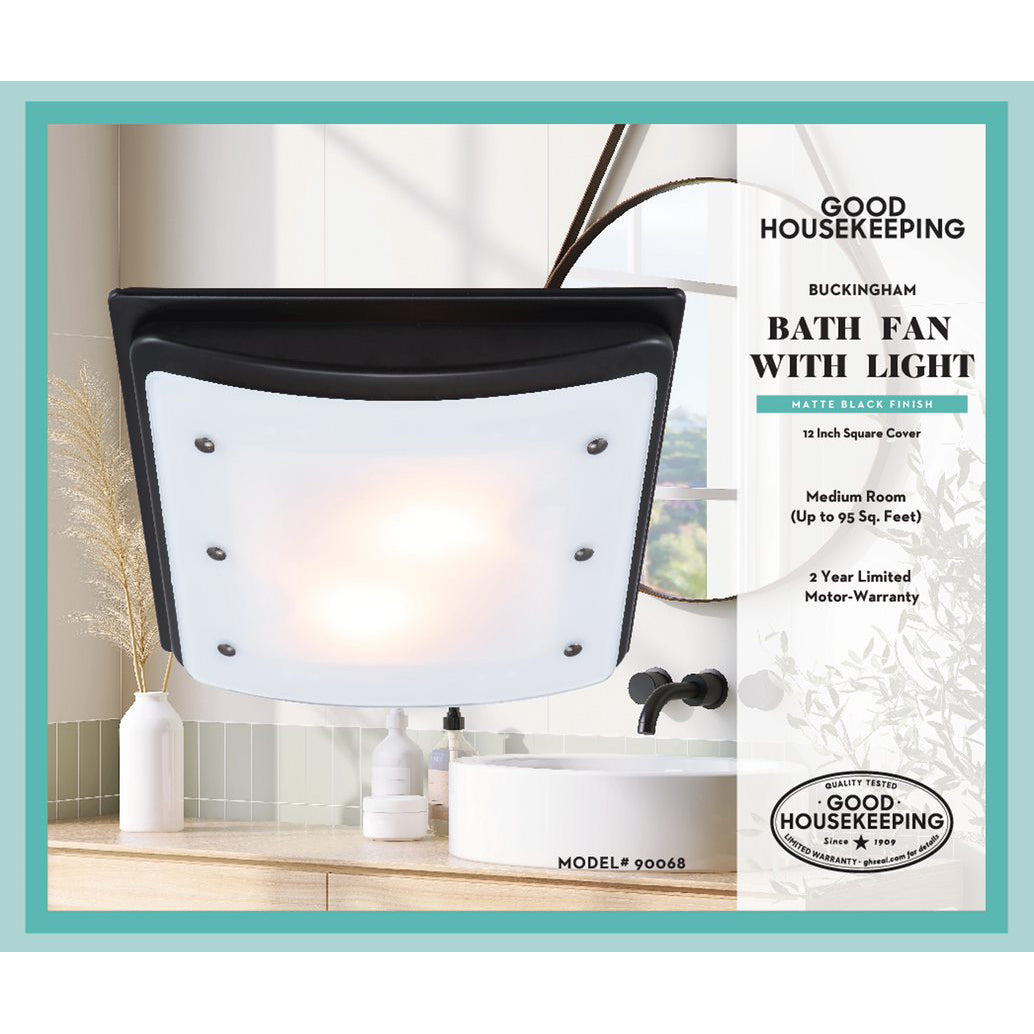 Good Housekeeping Buckingham 100 CFM Decorative Bathroom Fan - matte black - infographic 3