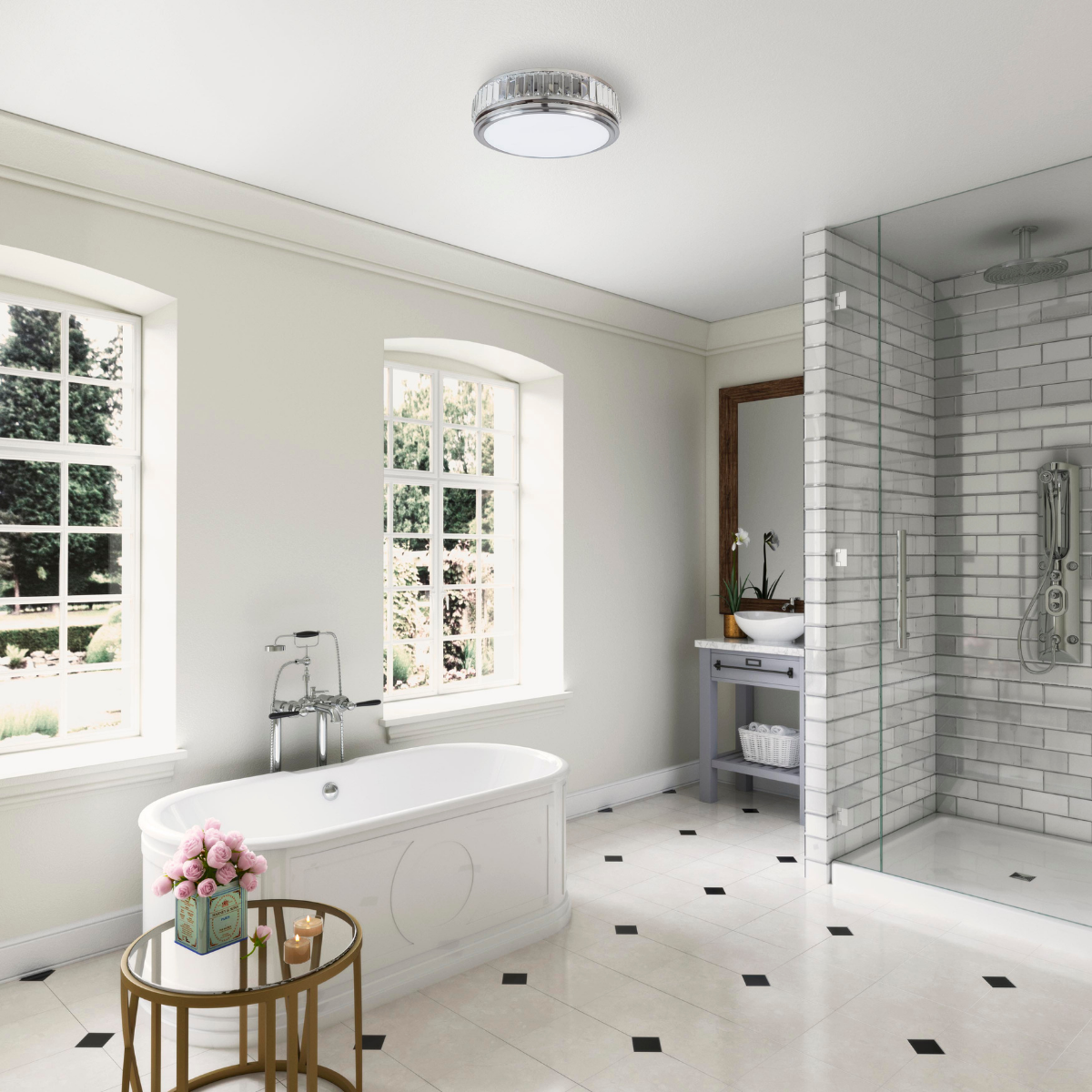 Good Housekeeping Crystal 100 CFM 2.0 Sones Decorative Bathroom Exhaust Fan w/ Light - Lifestyle 2