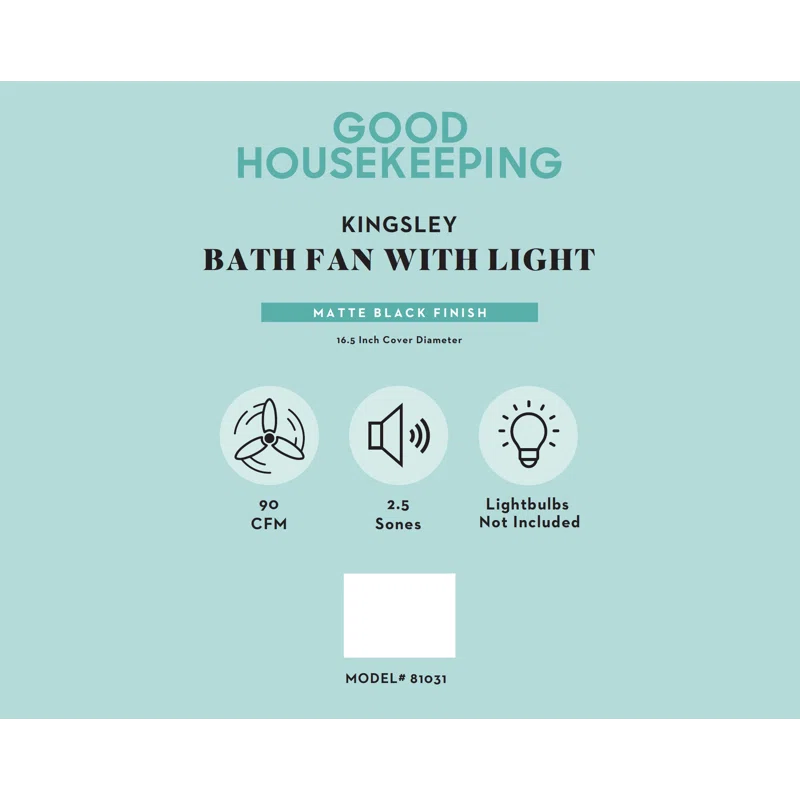 Good Housekeeping Kingsley 90 CFM Decorative Bathroom Fan - Infographic 2