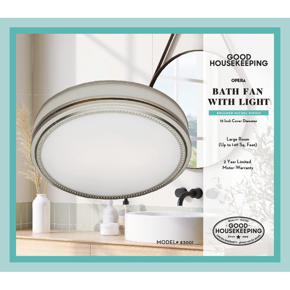 Good Housekeeping Opera 110 CFM Decorative Bathroom Fan - Infographic