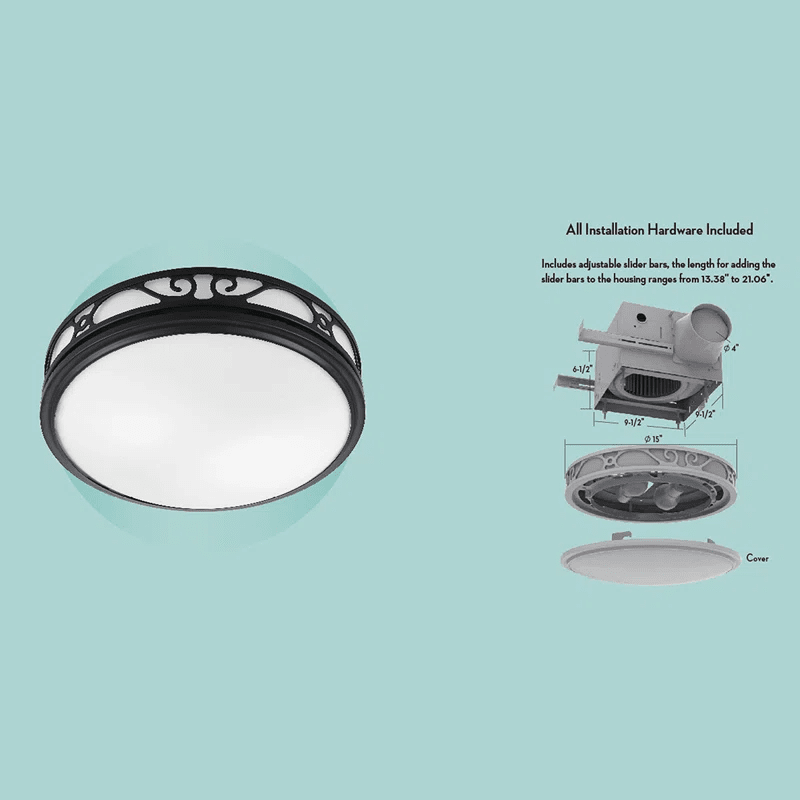 Good Housekeeping Roman II 2.0 Sones 110 CFM Decorative Bath Fan Black - Infographic 4