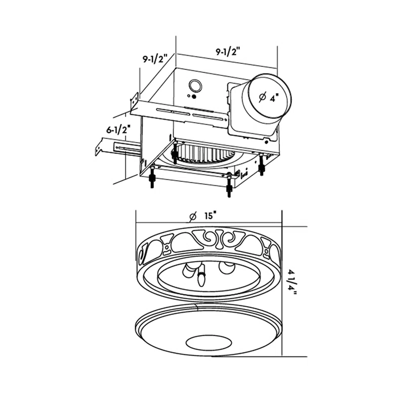 Good Housekeeping Roman II 2.0 Sones 110 CFM Decorative Bath Fan - Dimensions