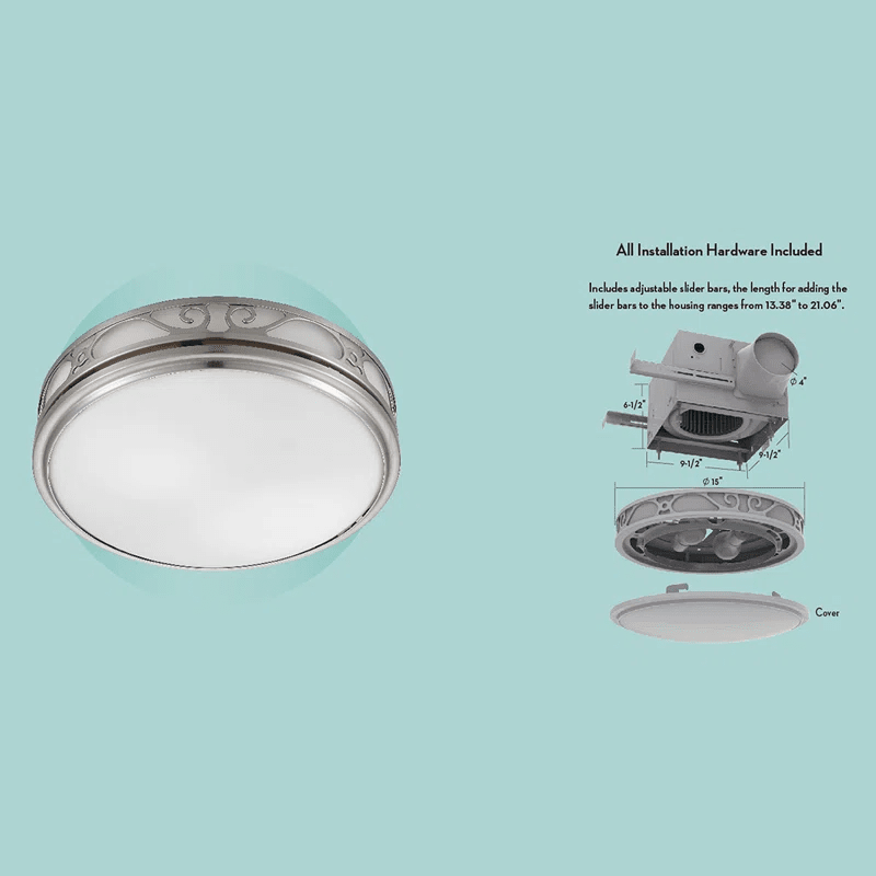 Good Housekeeping Roman II 2.0 Sones 110 CFM Decorative Bath Fan Nickel - Infographic 4