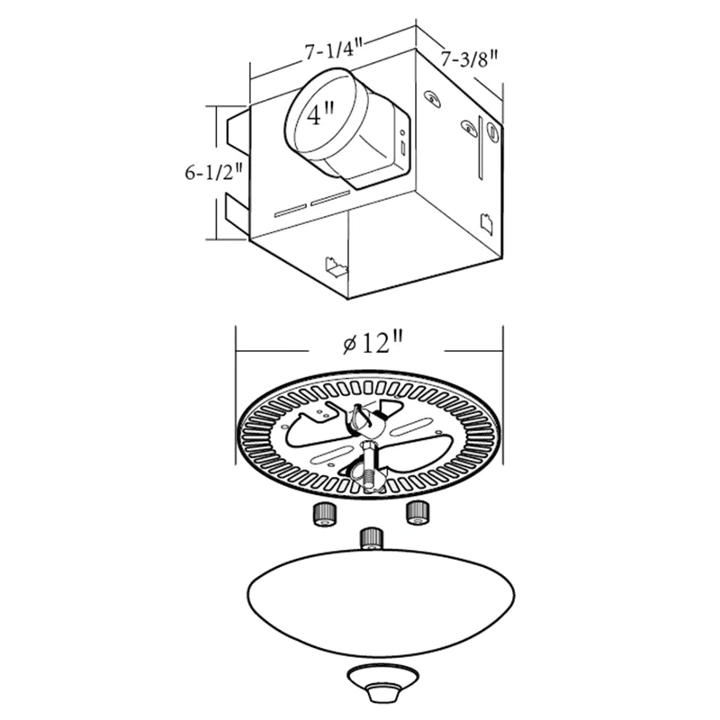 Good Housekeeping Spartan 70 CFM Decorative Bath Fan - Dimensions