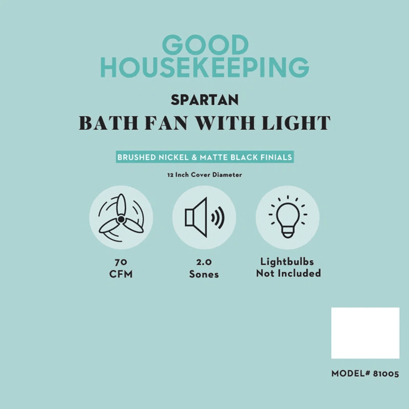 Good Housekeeping Spartan 70 CFM Decorative Bath Fan - Infographic 2