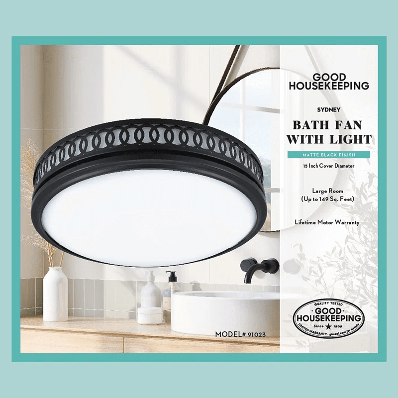 Good Housekeeping Sydney 110 CFM Decorative Bath Fan Black - Infographic 1