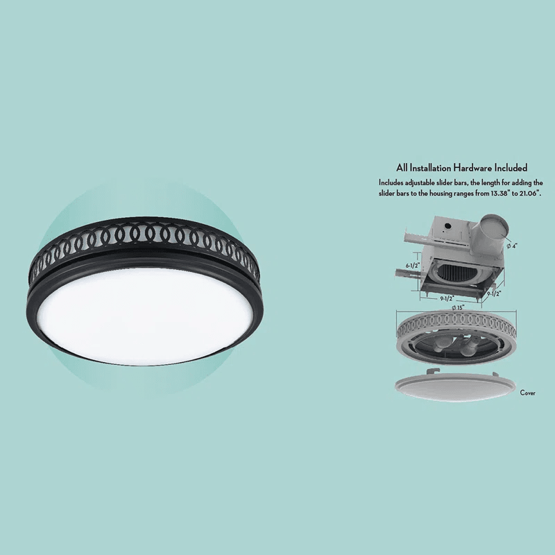 Good Housekeeping Sydney 110 CFM Decorative Bath Fan Black - Infographic 4