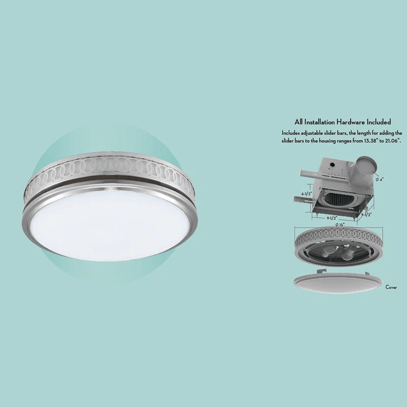 Good Housekeeping Sydney 110 CFM Decorative Bath Fan Brushed Nickel - Infographic 4