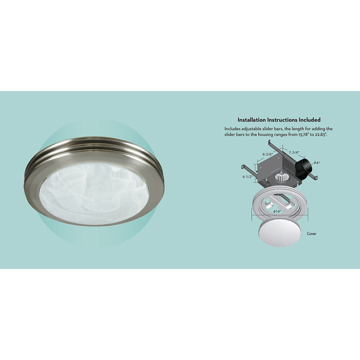 Good Housekeeping Yorkshire 80 CFM Decorative Bathroom Fan - brushed nickel - infographic 1