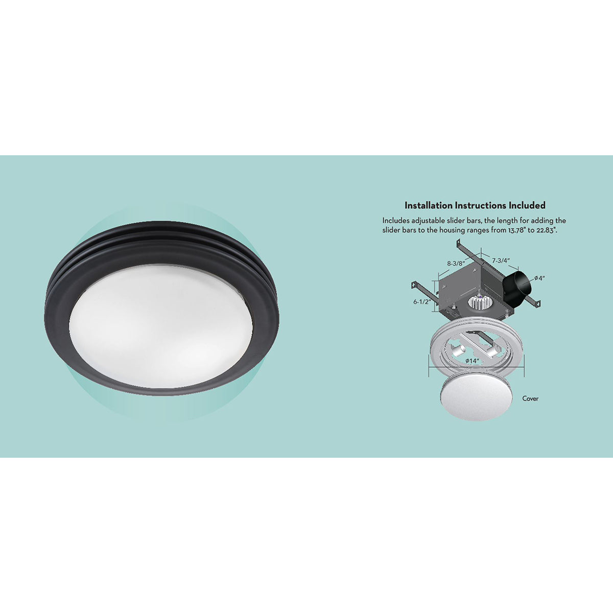 Good Housekeeping Yorkshire 80 CFM Decorative Bathroom Fan - matte black - infographic 1