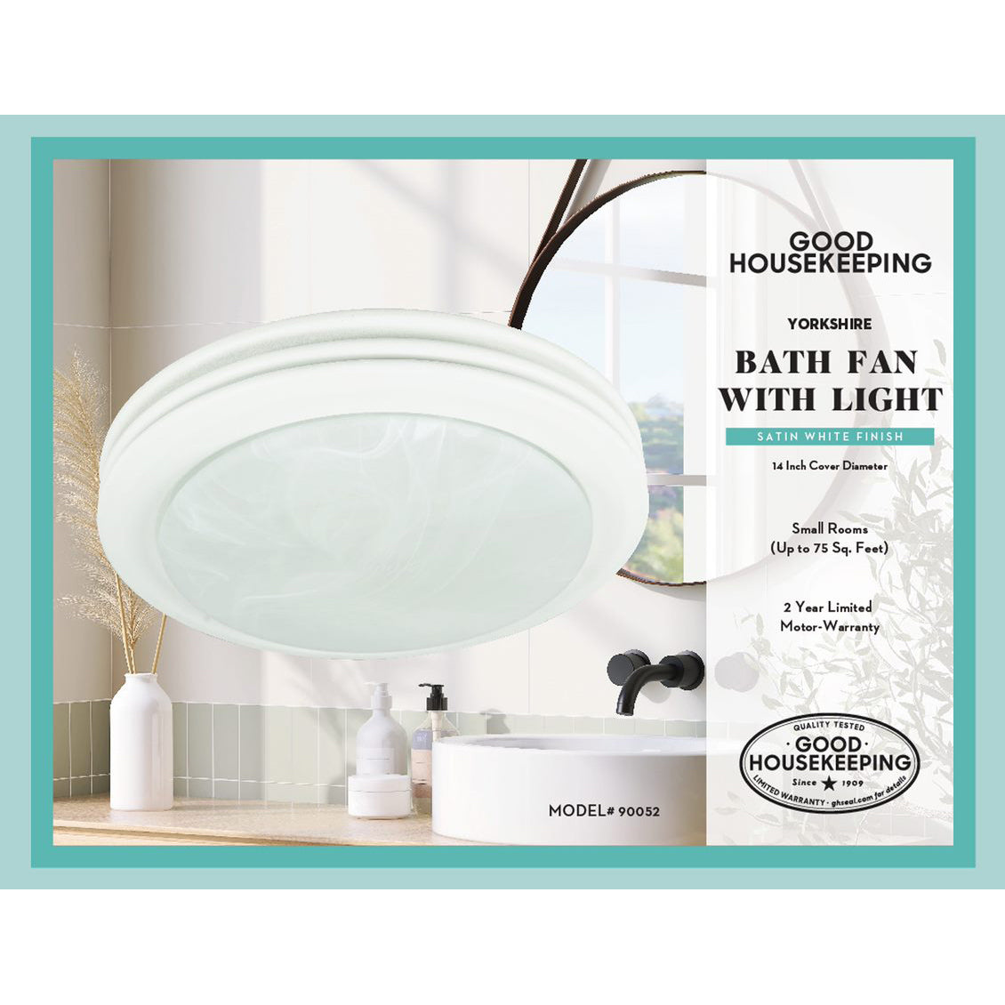 Good Housekeeping Yorkshire 80 CFM Decorative Bathroom Fan - white - infographic 3